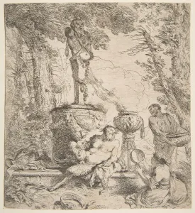 Dionysos Prints: Bacchanal before an altar to the gods, ca. 1645. Creator: Giovanni Benedetto Castiglione