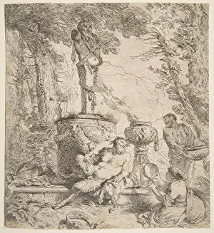 Bacchanal before an altar to the gods, ca. 1645. Creator: Giovanni Benedetto Castiglione