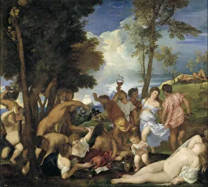 Bacchante Prints: The Bacchanal of the Andrians, 1523-1526. Artist: Titian (1488-1576)