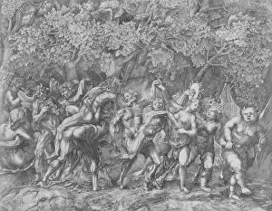 Rowdy Gallery: Bacchanal, ca. 1557. Creator: Giulio Sanuto