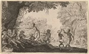 Etching On Laid Paper Gallery: Bacchanal with a Dancing Couple on the Right. Creator: Willem Basse