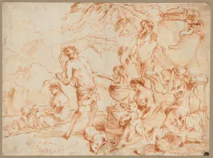 Bacchanal Before a Herm, early 1660s. Creator: Giovanni Benedetto Castiglione (Italian, 1609-1664)