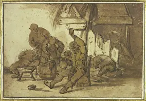 Ostade Adriaen Van Prints: Bacchanal in the inn, before 1633-1635. Creator: Adriaen van Ostade