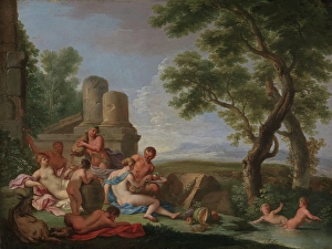 Bacchanal Prints: Bacchanal Scene in a Landscape, probably between 1720 and 1740. Creator: Andrea Locatelli