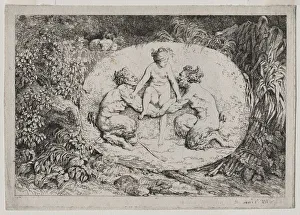 Bacchanales: Nymph Supported by Two Satyrs, 1763. Creator: Jean-Honore Fragonard (French
