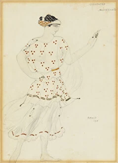 Diaghilev Collection: Bacchante. Costume design for the ballet Cleopatra by A. Arensky, 1910