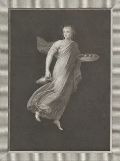 Bacchante Prints: A bacchante holding a pitcher in her right hand and carrying in her left hand an oval