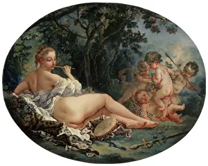 Bacchante Playing a Reed-pipe, 18th century. Artist: Francois Boucher Bacchante Playing a Reed-pipe, 18th century. Artist: Francois Boucher