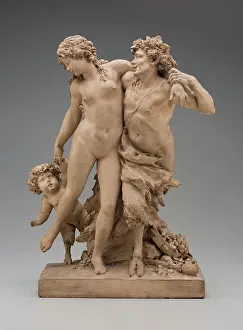 Terracotta Prints: Bacchante and Satyr with Young Satyr, c.between 1775 and 1780. Creator: Claude Michel