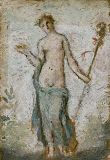 Bacchante Prints: Bacchante with Thyrsus, c1880. Creator: Henry Cros