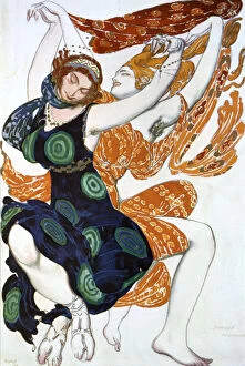 Two Bacchantes, costume design for a Ballets Russes production of Tcherepnins Narcisse, 1911. Artist: Leon Bakst