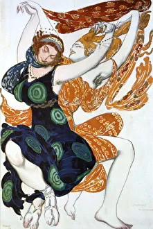 Ecstasy Prints: Two Bacchantes, costume design for a Ballets Russes production of Tcherepnins Narcisse