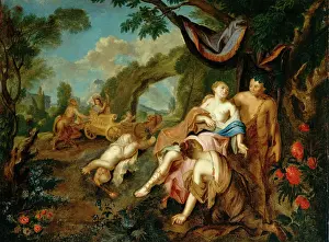 Underneath Prints: Bacchus and Ariadne, between 1720 and 1730. Creator: Gustavus Hesselius