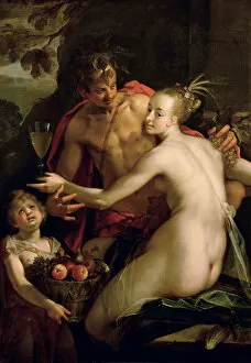Nature Goddess Gallery: Bacchus, Ceres and Amor, ca. 1600. Artist: Aachen, Hans von (1552-1615)