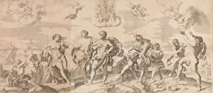 Flute Player Prints: Bacchus with his companions discovering Ariadne on the island of Naxos, after Reni, 165