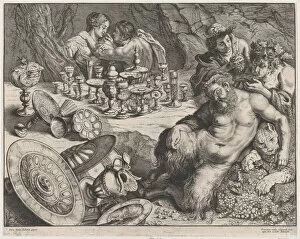 Drunkenness Collection: Bacchus and drunken Silenus, 1640-60. Creator: Frans van den Wyngaerde