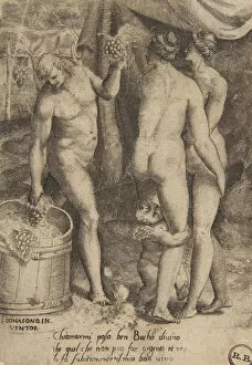 Dionysos Collection: Bacchus giving grapes to women, from The Loves of the Gods, 1531-60