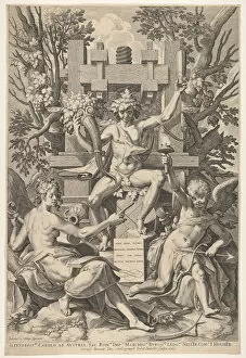 Bacchus, Music, Amor, 1575-1600. Creator: Johann Sadeler I