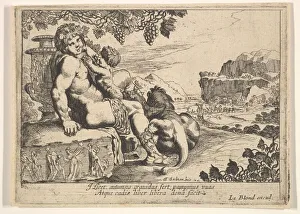 Dionysos Prints: Bacchus, Satyr, and Lion, 1610-42. Creator: Pierre Brebiette