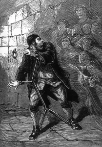 Horror Prints: 'Back-back, you grinning fiends!' yelled Sweeney Todd, c1880. Creator: Unknown