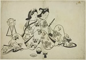 Lover Gallery: Back to back, from a series of 12 prints, c. 1700. Creator: Furuyama Moroshige