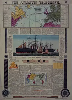 Paddle Steamers Prints: Bacon's Chart of the Atlantic Telegraph
