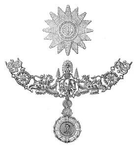 Enamel Prints: Badge, collar, and star of a new order of knighthood instituted by the King of Siam