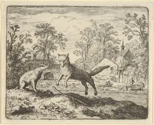 Everdingen Prints: The Badger Imposes as Punishment to Jump Three Times Over a Stick on the Ground, 1650-75