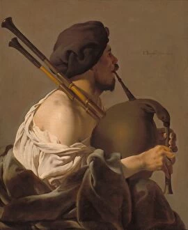 Bagpiper Collection: Bagpipe Player, 1624. Creator: Hendrick ter Brugghen