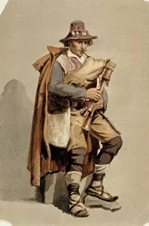Shoulder Bag Prints: Bagpipe player, c1890s. Creator: Albert Edelfelt