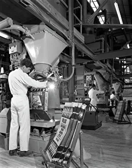 Filling Prints: Bags being filled at the Spillers Animal Foods plant, Gainsborough, Lincolnshire, 1962