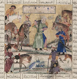 Ferdowsi Prints: Bahman meets Zal. From the Shahnama (Book of Kings), 1335-1340