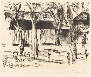 Berlin Germany Prints: Bahnhof Tiergarten (Court with Trees), 1920 / 1921. Creator: Lovis Corinth