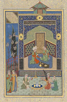 Bahram Gur in the Turquoise Palace on Wednesday, Folio 216 from a Khamsa Bahram Gur in the Turquoise Palace on Wednesday, Folio 216 from a Khamsa