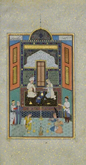 Afghan Gallery: Bahram Gur in the White Palace on Friday, Folio 235 from a Khamsa... A.H. 931 / A.D