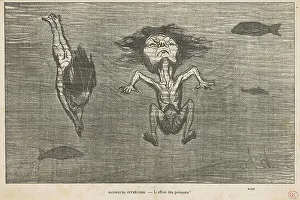Underwater Prints: Baigneurs intrepédes, 19th century. Creator: Honore Daumier
