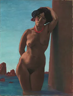 Baigneuse au rocher rouge, 1908. Artist: Vallotton, Felix Edouard (1865-1925) Baigneuse au rocher rouge, 1908. Artist: Vallotton, Felix Edouard (1865-1925)