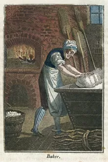 The baker kneading dough on the lid of a flour bin, 1823