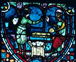 Baking Gallery: The Bakers, stained glass, Chartres Cathedral, France, 1194-1260