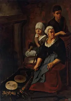 Kitchen Prints: Baking of Flat Cakes, 1650. Creator: Bartolome Esteban Murillo