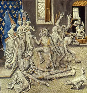Medieval Illuminated Letter Gallery: Bal des Ardents (Miniature from the Grandes Chroniques de France by Jean Froissart), 15th century