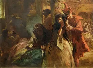 Oil On Board Prints: Bal Masque, c1840-1867. Creator: John Phillip