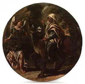 Balaam and his donkey stopped by the angel of the Lord. Creator: Unknown