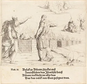 Hirschvogel Augustin Gallery: Balaks Sacrifice, and Balaams Prophecy, 1548. Creator: Augustin Hirschvogel