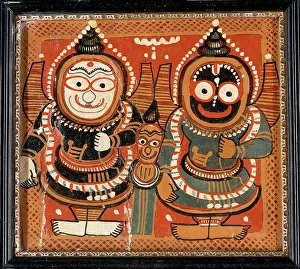 Expressive Prints: Balarama and Jagannath holding bows in their left hands