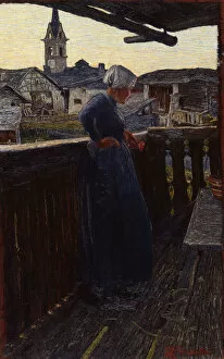 Images Dated 9th April 2019: On the balcony, 1892. Creator: Segantini, Giovanni (1858-1899)