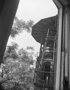 Balconies Gallery: Balcony of house being wrecked on Independence Avenue, Washington, D.C, 1942. Creator: Gordon Parks