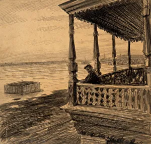 Smirnov Boris Vasilievich Prints: Balcony above the Irtysh River in Omsk, 1904. Creator: Boris Vasilievich Smirnov