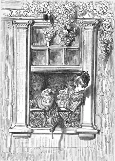 Letter H Prints: A Balcony Scene, 1872. Creator: Gustave Doré