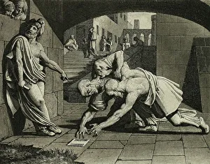 Bald Prints: The Two Bald Men Fighting Over a Comb, 1809. Creator: Carl Russ